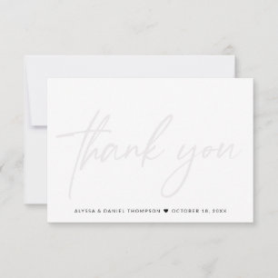 Tarjeta De Agradecimiento Foto minimalista del Boda manuscrito en la parte p