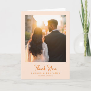Tarjeta De Agradecimiento Foto minimalista dorada romántica