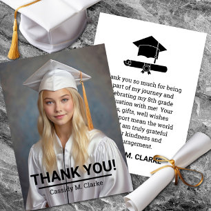 Tarjeta De Agradecimiento Foto minimalista Graduación de octavo grado Gracia