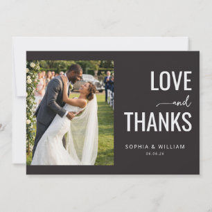 Tarjeta De Agradecimiento Foto minimalista marrón oscuro romántico