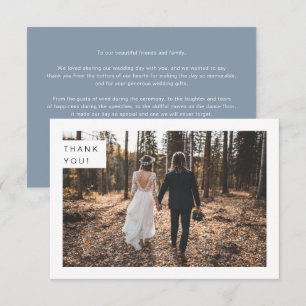 Tarjeta De Agradecimiento Foto Minimalista moderna Boda azul turbulento