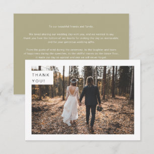 Tarjeta De Agradecimiento Foto Minimalista moderna de Boda verde sabio