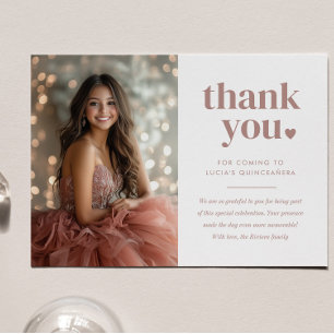 Tarjeta De Agradecimiento Foto Minimalista moderna de Quinceañera