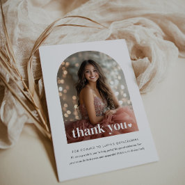 Tarjeta De Agradecimiento Foto Minimalista moderna de Quinceañera arqueada