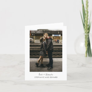 Tarjeta De Agradecimiento Foto minimalista moderna doblada en blanco amor y