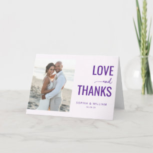 Tarjeta De Agradecimiento Foto minimalista morada romántica