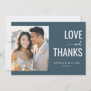Tarjeta De Agradecimiento Foto minimalista romántica de color azul marino