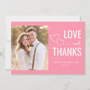 Tarjeta De Agradecimiento Foto minimalista rosa romántica