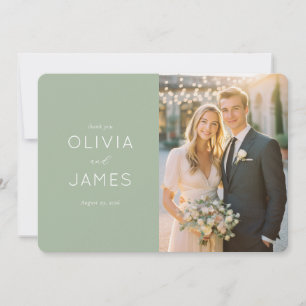 Tarjeta De Agradecimiento Foto Minimalista Verde Elegante