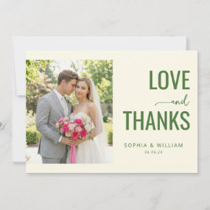 Tarjeta De Agradecimiento Foto minimalista verde romántica