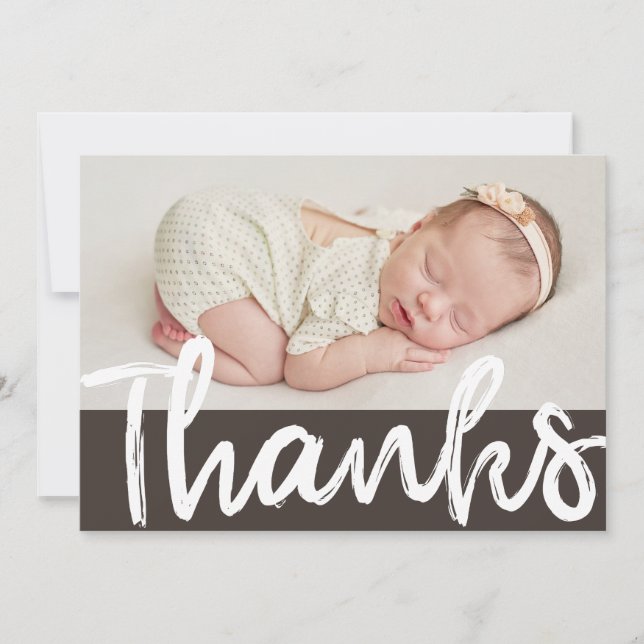 Tarjeta De Agradecimiento Foto moderna bautismo Gracias (Anverso)