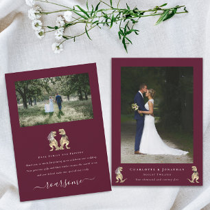 Tarjeta De Agradecimiento Foto moderna Boda del tema de los dinosaurios Borg