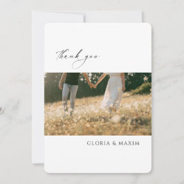 Tarjeta De Agradecimiento Foto moderna Boda formal minimal elegante