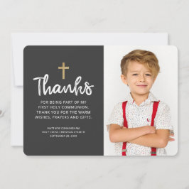 Tarjeta De Agradecimiento Foto moderna Comunión de oro gracias