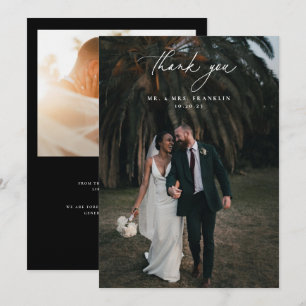 Tarjeta De Agradecimiento Foto moderna de Boda negro