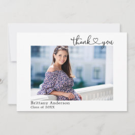 Tarjeta De Agradecimiento Foto moderna de caligrafía de graduación cardíaca