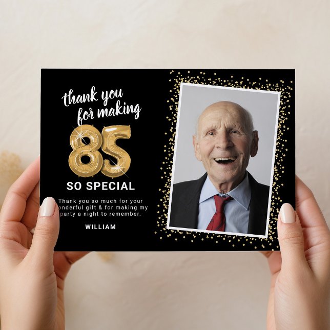 Tarjeta De Agradecimiento Foto moderna de cumpleaños número 85 de adulto (Subido por el creador)