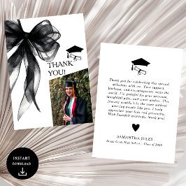 Tarjeta De Agradecimiento Foto moderna de graduación de Black Bow