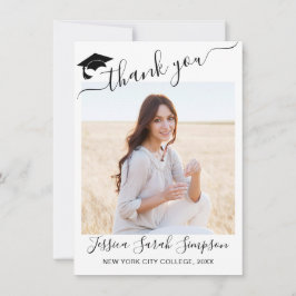 Tarjeta De Agradecimiento FOTO moderna de graduación Minimalista simple