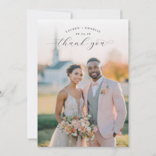 Tarjeta De Agradecimiento Foto Moderna de Melocotón Romántico