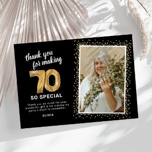 Tarjeta De Agradecimiento Foto moderna del 70 cumpleaños adulto