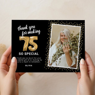 Tarjeta De Agradecimiento Foto moderna del cumpleaños 75 a adultos