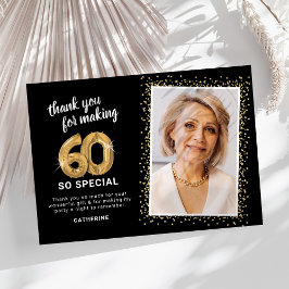 Tarjeta De Agradecimiento Foto moderna del cumpleaños número 60 de adultos