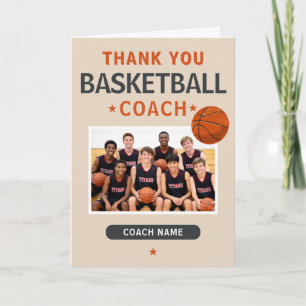 Tarjeta De Agradecimiento Foto moderna del equipo de baloncesto con entrenad
