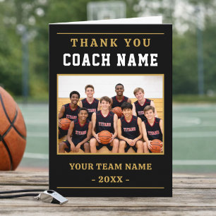 Tarjeta De Agradecimiento Foto moderna del equipo de baloncesto Entrenador