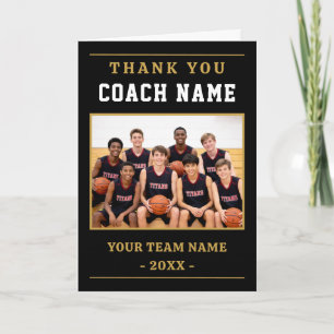 Tarjeta De Agradecimiento Foto moderna del equipo de baloncesto Entrenador