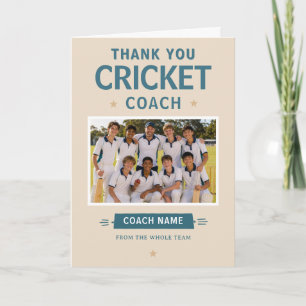 Tarjeta De Agradecimiento Foto moderna del equipo de cricket con entrenador