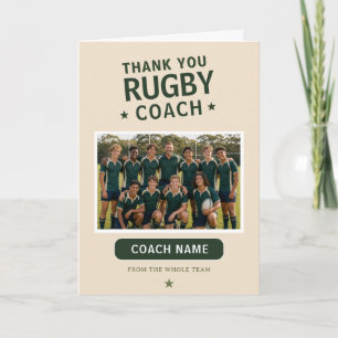 Tarjeta De Agradecimiento Foto moderna del equipo de rugby con el entrenador