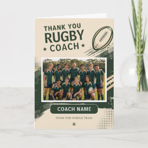 Tarjeta De Agradecimiento Foto moderna del equipo de rugby con el entrenador