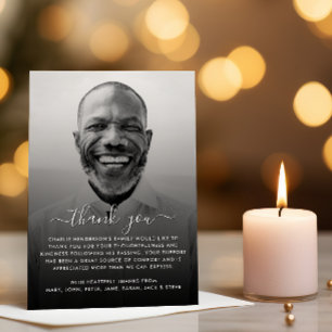 Tarjeta De Agradecimiento Foto moderna en blanco y negro de un funeral
