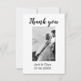 Tarjeta De Agradecimiento Foto moderna y elegante, boda simple, gracias