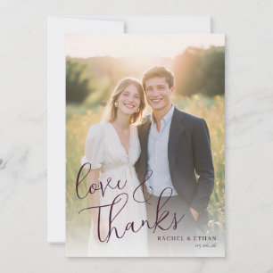 Tarjeta De Agradecimiento Foto Navy Crema Romántica
