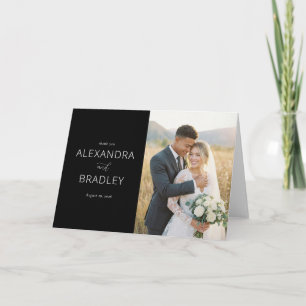 Tarjeta De Agradecimiento Foto negra elegante agradecida
