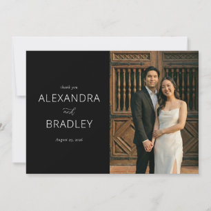 Tarjeta De Agradecimiento Foto negra elegante agradecida