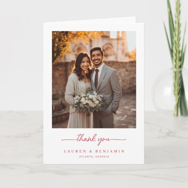 Tarjeta De Agradecimiento Foto Neutral Cálida Romántica (Anverso)