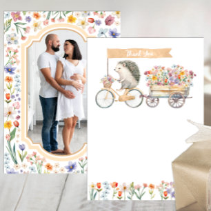 Tarjeta De Agradecimiento Foto Neutral Gracias - Hedgehog Baby Shower