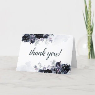 Tarjeta De Agradecimiento Foto Nocturnal Floral Marina Blue Custom Wedding