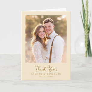 Tarjeta De Agradecimiento Foto Nostálgica Beige Romántica