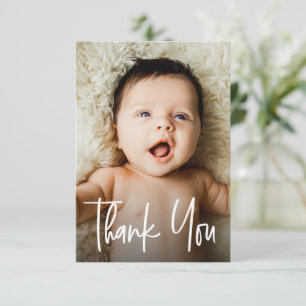 Tarjeta De Agradecimiento Foto pequeña de baby shower con letra moderna pers