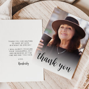 Tarjeta De Agradecimiento Foto personalizada Cumpleaños 60 años con guión ne