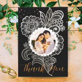 Tarjeta De Agradecimiento Foto personalizada de aniversario de boda elegante