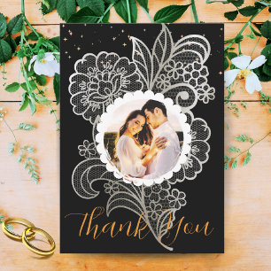 Tarjeta De Agradecimiento Foto personalizada de aniversario de boda elegante