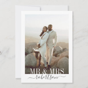 Tarjeta De Agradecimiento Foto personalizada de Boda de nombre casado de la