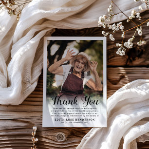 Tarjeta De Agradecimiento Foto personalizada de funeral   Pésame Blanco