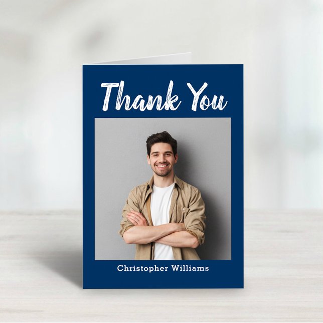 Tarjeta De Agradecimiento Foto personalizada de la Marina Gingham Plaid (Subido por el creador)