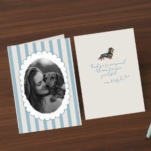 Tarjeta De Agradecimiento Foto personalizada de Mascota a rayas azules de Da